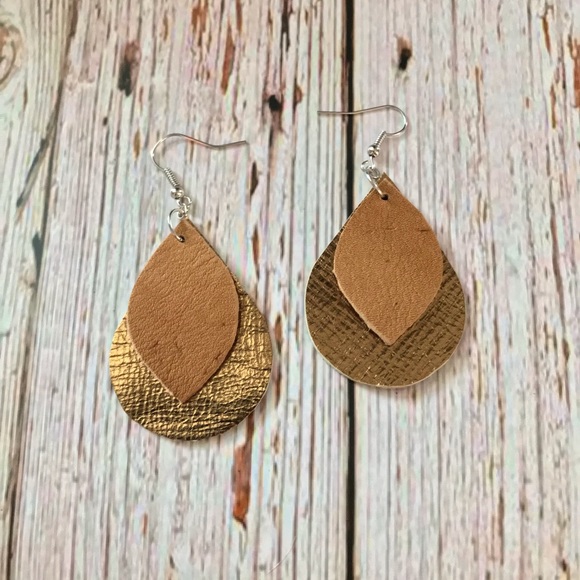 Genuine and Faux Leather Earrings - Picture 1 of 2
